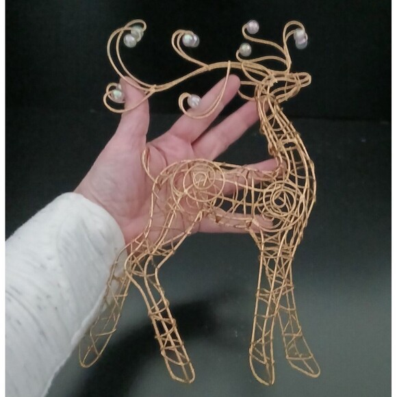Metal Wire Reindeer 11" Seasonal Christmas Decoration Gold & Glitter Holiday - Picture 9 of 11